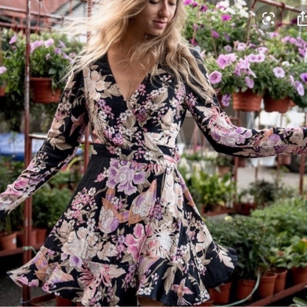 SPELL & THE GYPSY | Blue Skies wrap dress blk/purple/pink
